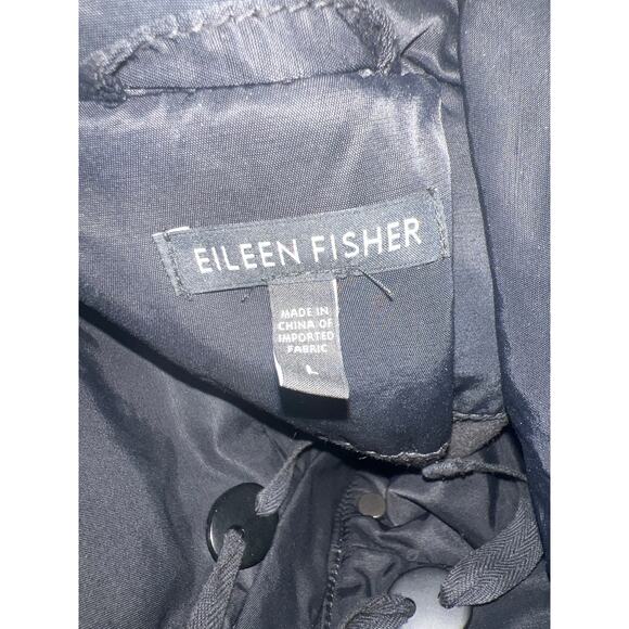 Eileen Fisher Long black nylon cotton fleece lined jacket coat women's sz large - Picture 9 of 9